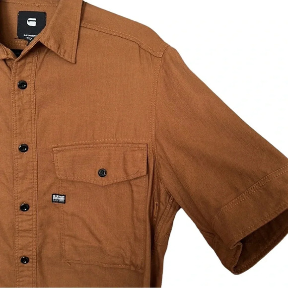 G-STAR RAW Type C Straight Long Button Down Shirt in Cubano Brown, Size L - Picture 5 of 15